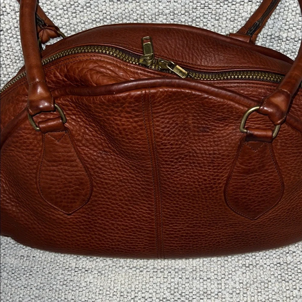 Paublino Delvalle Rich Tobacco Brown Pebbled-Leather Satchel